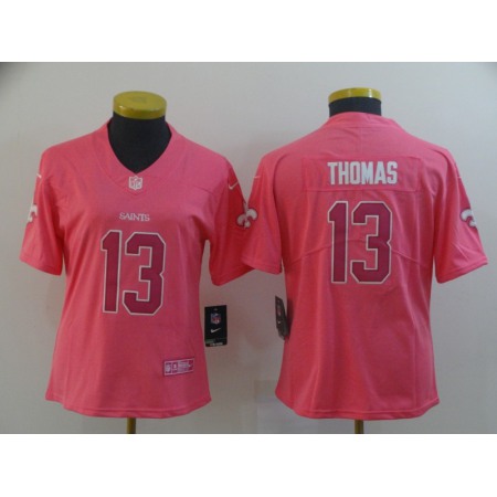Women's New Orleans Saints #13 Michael Thomas Pink Vapor Untouchable Limited Stitched NFL Jersey(Run Small