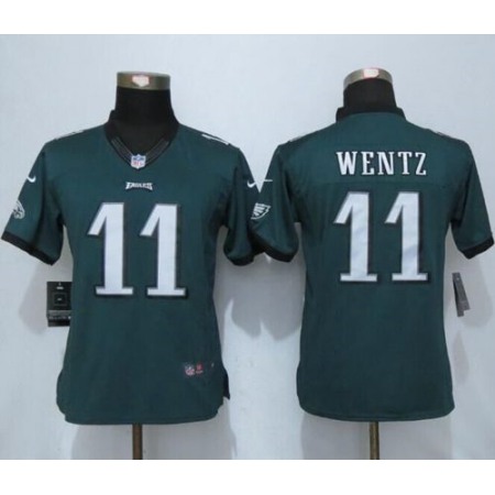 Nike Eagles #11 Carson Wentz Midnight Green Team Color Women's Stitched NFL New Limited Jersey