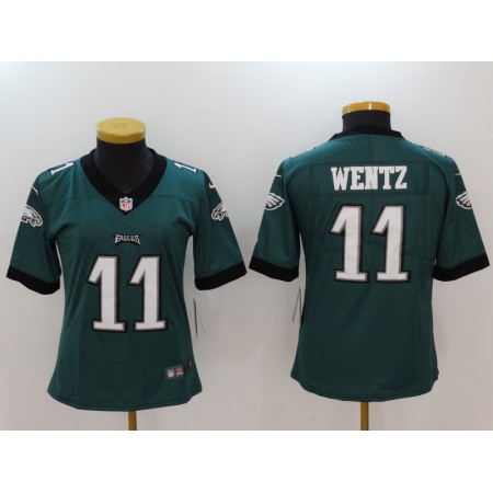 Women's Philadelphia Eagles #11 Carson Wentz Green Vapor Untouchable Player Limited Jersey