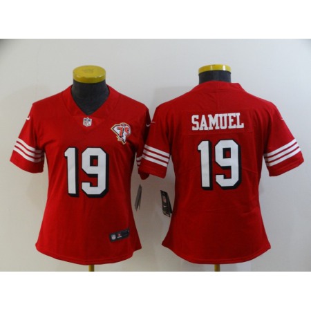 Women's San Francisco 49ers #19 Deebo Samuel Scarlet 75th Anniversary Stitched Jersey(Run Small)