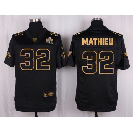 Nike Cardinals #32 Tyrann Mathieu Black Pro Line Gold Collection Men's Stitched NFL Elite Jersey