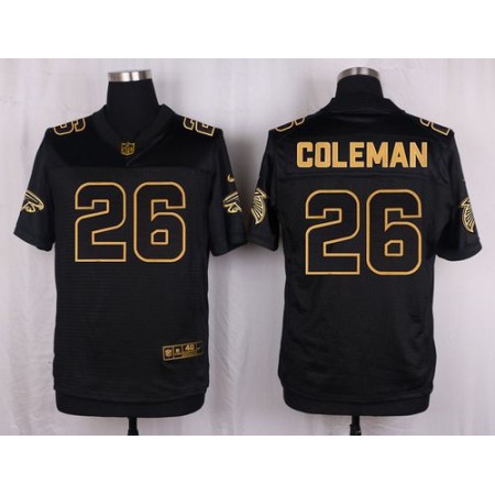 Nike Falcons #26 Tevin Coleman Black Men's Stitched NFL Elite Pro Line Gold Collection Jersey