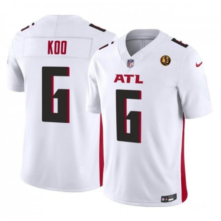 Men's Atlanta Falcons #6 Younghoe Koo White 2023 F.U.S.E. With John Madden Patch Vapor Limited Stitched Football Jersey