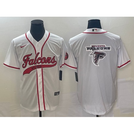 Men's Atlanta Falcons White Team Big Logo With Patch Cool Base Stitched Baseball Jersey