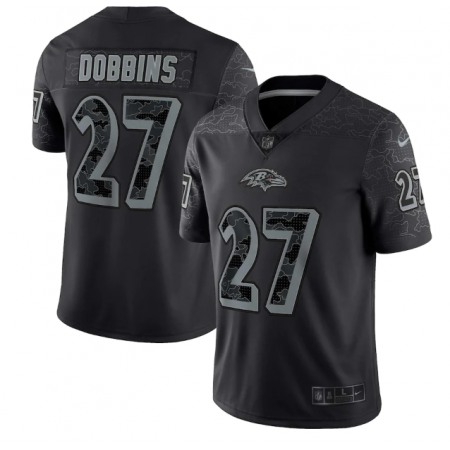 Men's Baltimore Ravens #27 J.K. Dobbins Black Reflective Limited Stitched Football Jersey