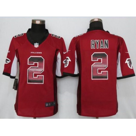 Nike Falcons #2 Matt Ryan Red Team Color Men's Stitched NFL Limited Strobe Jersey