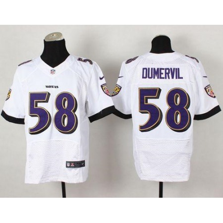 Nike Ravens #58 Elvis Dumervil White Men's Stitched NFL New Elite Jersey