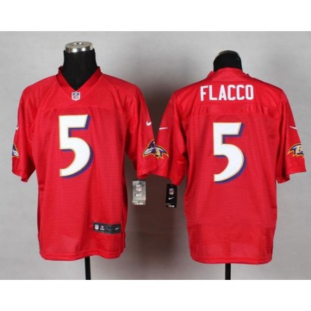 Nike Ravens #5 Joe Flacco Red Men's Stitched NFL Elite QB Practice Jersey