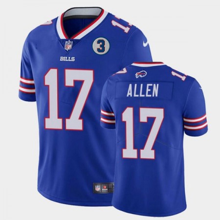 Men's Buffalo Bills #17 Josh Allen Blue With NO.3 Patch Vapor Untouchable Limited Stitched Jersey