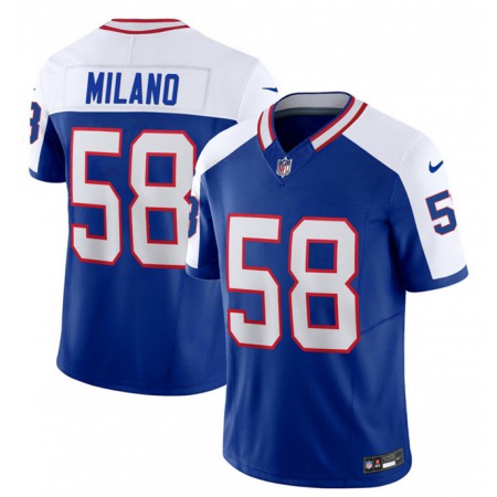 Men's Buffalo Bills #58 Matt Milano Blue/White 2023 F.U.S.E. Throwback Vapor Untouchable Limited Stitched Jersey