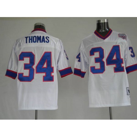 Mitchell & Ness Bills #34 Thurman Thomas White Stitched Throwback NFL Jersey