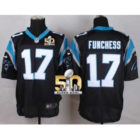 Nike Panthers #17 Devin Funchess Black Team Color Super Bowl 50 Men's Stitched NFL Elite Jersey