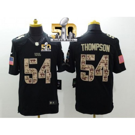 Nike Panthers #54 Shaq Thompson Black Super Bowl 50 Men's Stitched NFL Limited Salute to Service Jersey