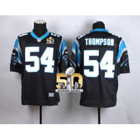 Nike Panthers #54 Shaq Thompson Black Team Color Super Bowl 50 Men's Stitched NFL Elite Jersey