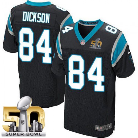 Nike Panthers #84 Ed Dickson Black Team Color Super Bowl 50 Men's Stitched NFL Elite Jersey