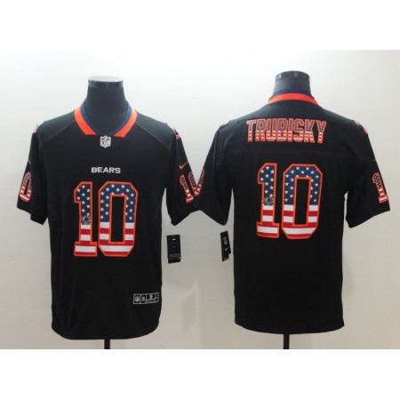 Men's Chicago Bears #10 Mitchell Trubisky Black 2018 USA Flag Fashion Color Rush NFL Limited Jersey