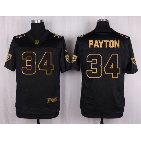 Nike Bears #34 Walter Payton Black Men's Stitched NFL Elite Pro Line Gold Collection Jersey