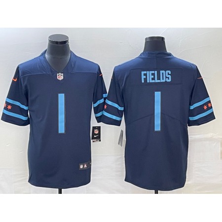 Men's Chicago Bears #1 Justin Fields Navy 2019 City Edition Limited Stitched NFL Jersey