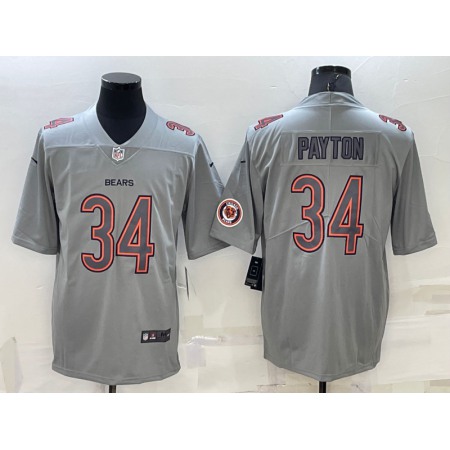 Men's Chicago Bears #34 Walter Payton Grey With Patch Atmosphere Fashion Stitched Jersey