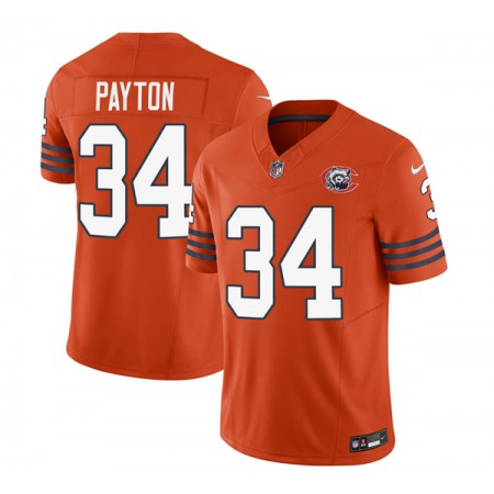 Men's Chicago Bears #34 Walter Payton Orange 2023 F.U.S.E. Throwback Limited Stitched Football Jersey