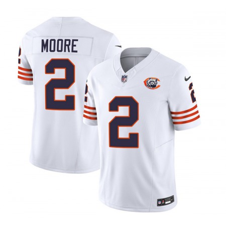 Men's Chicago Bears #2 DJ Moore White 2023 F.U.S.E. Throwback Limited Stitched Football Jersey