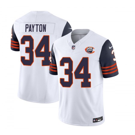 Men's Chicago Bears #34 Walter Payton White/Navy 2023 F.U.S.E. Throwback Limited Stitched Football Jersey