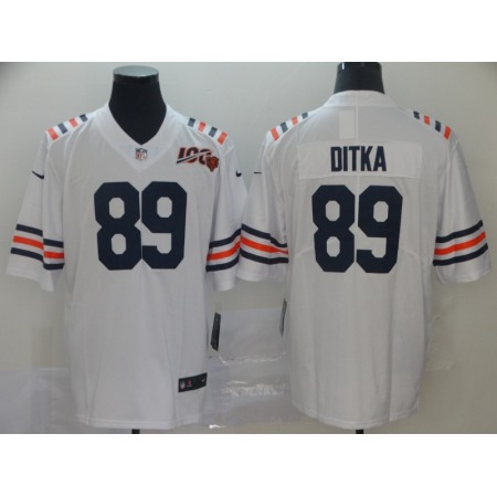 Men's Chicago Bears #89 Mike Ditka White 2019 100th Season Limited Stitched NFL Jersey