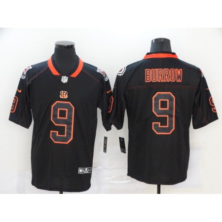 Men's Cincinnati Bengals #9 Joe Burrow Black Lights Out Color Rush Limited Stitched Jersey