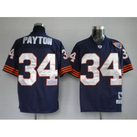 Mitchell & Ness Bears #34 Walter Payton Blue With Big Number Bear Patch Stitched Throwback NFL Jersey