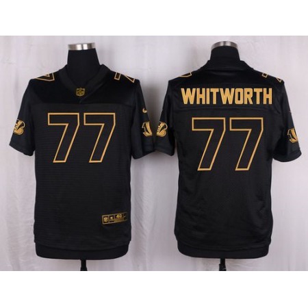 Nike Bengals #77 Andrew Whitworth Black Men's Stitched NFL Elite Pro Line Gold Collection Jersey