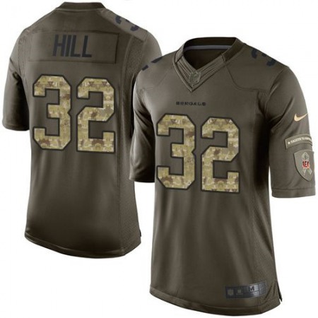 Nike Bengals #32 Jeremy Hill Green Men's Stitched NFL Limited Salute to Service Jersey