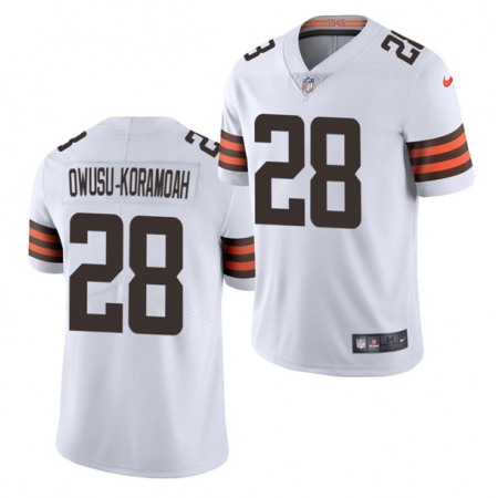 Men's Cleveland Browns #28 Jeremiah Owusu-Koramoah 2021 Draft White Vapor Untouchable Limited Stitched NFL Jersey