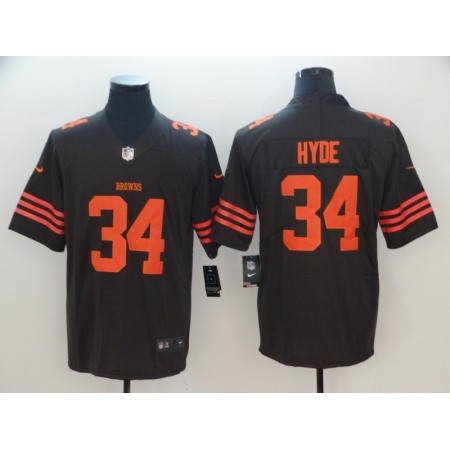Men's Cleveland Browns #34 Carlos Hyde Brown Color Rush Limited Stitched NFL Jersey