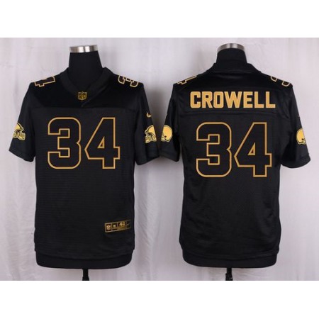 Nike Browns #34 Isaiah Crowell Black Men's Stitched NFL Elite Pro Line Gold Collection Jersey