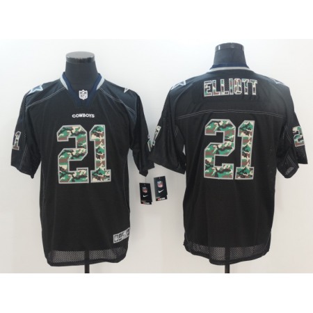 Men's Dallas Cowboys #21 Ezekiel Elliott Black Camo Classic Limited Stitched NFL Jersey