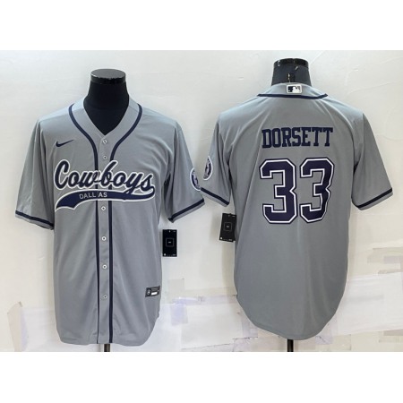 Men's Dallas Cowboys #33 Tony Dorsett Grey Cool Base Stitched Baseball Jersey