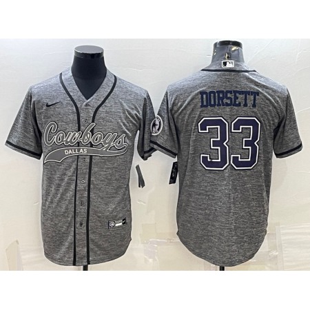 Men's Dallas Cowboys #33 Tony Dorsett Grey With Patch Cool Base Stitched Baseball Jersey