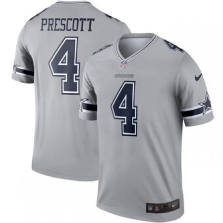 Men's Dallas Cowboys #4 Dak Prescott Gray Inverted Legend Jersey