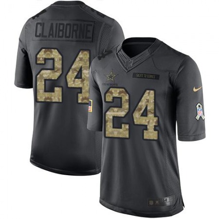 Nike Cowboys #24 Morris Claiborne Black Men's Stitched NFL Limited 2016 Salute To Service Jersey