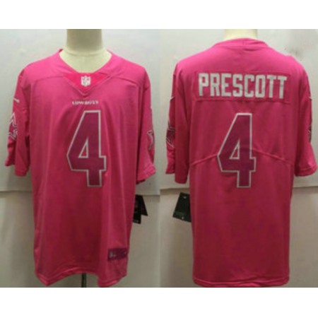 Men's Dallas Cowboys #4 Dak Prescott Pink Vapor Stitched Jersey