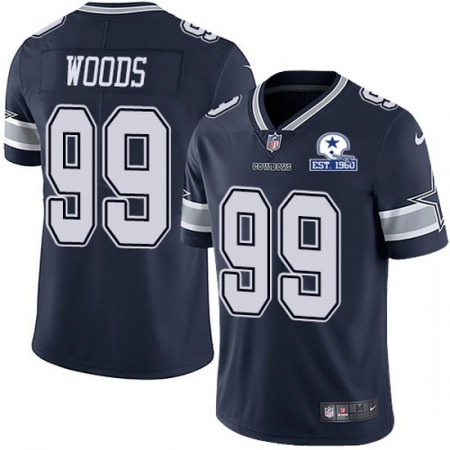 Men's Dallas Cowboys #99 Antwaun Woods Navy With Established In 1960 Patch Limited Stitched Jersey