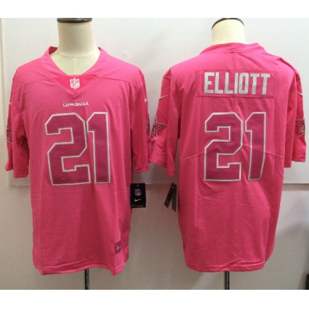 Men's Nike Dallas Cowboys #21 Ezekiel Elliott Pink Limited Rush Stitched NFL Jersey