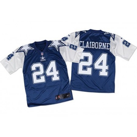 Nike Cowboys #24 Morris Claiborne Navy Blue/White Throwback Men's Stitched NFL Elite Jersey