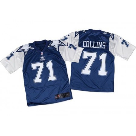 Nike Cowboys #71 La'el Collins Navy Blue/White Throwback Men's Stitched NFL Elite Jersey