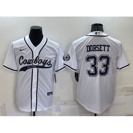 Men's Dallas Cowboys #33 Tony Dorsett White Cool Base Stitched Baseball Jersey