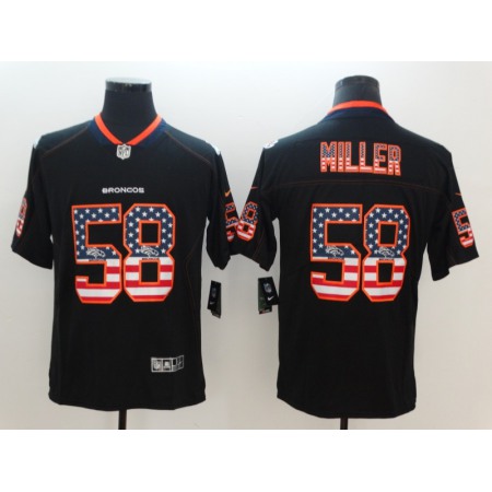 Men's Denver Broncos #58 Von Miller Black 2018 USA Flag Color Rush Limited Fashion NFL Stitched Jersey
