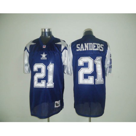 Mitchell & Ness Cowboys #21 Deion Sanders Blue Stitched Throwback NFL Jersey