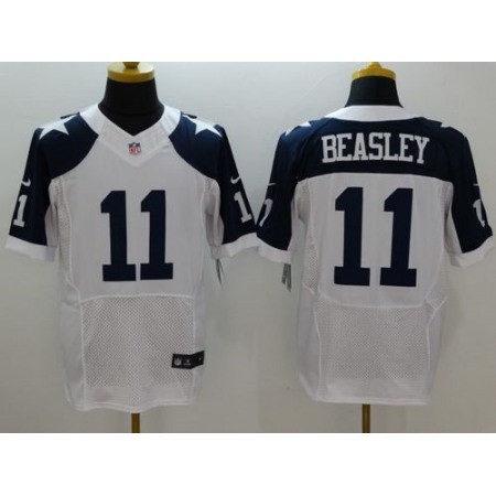 Nike Cowboys #11 Cole Beasley White Thanksgiving Throwback Men's Stitched NFL Elite Jersey
