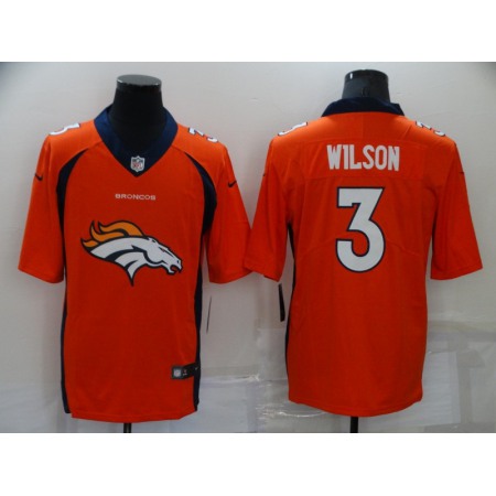 Men's Denver Broncos #3 Russell Wilson Orange Team Big Logo Limited Stitched Jersey