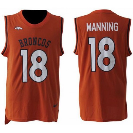 Nike Broncos #18 Peyton Manning Orange Team Color Men's Stitched NFL Limited Tank Top Jersey